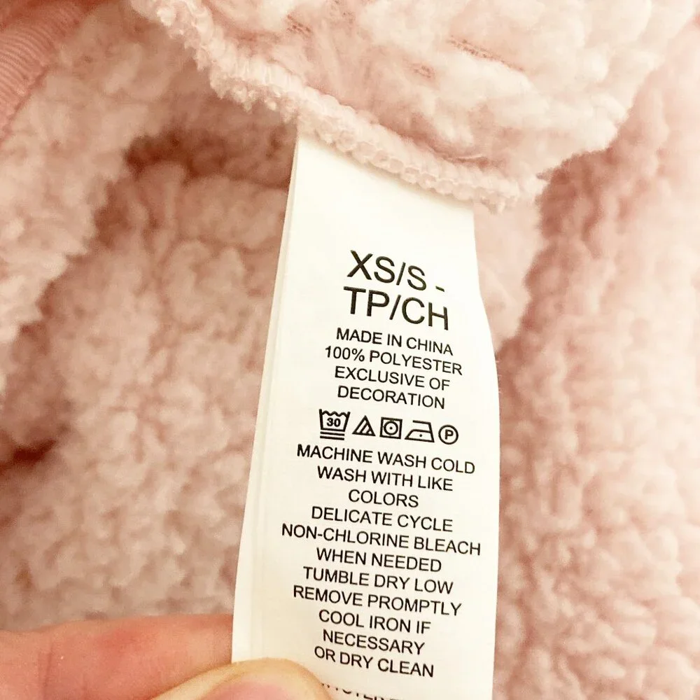 Kate Spade Blush Pink Plush High Pile Fleece Short Robe Gold Spade Logo XS/S